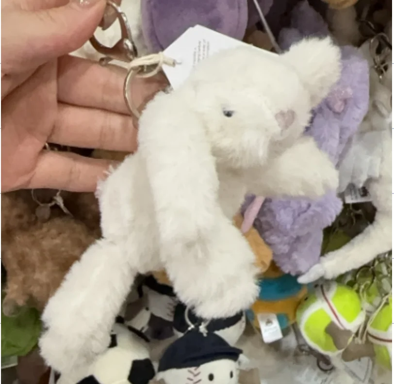 Chaveiro de Pelúcia Fofo, Pingente de Brinquedo Macio. Decoração para Bolsa. MDUG (coelho Branco Reclinado)