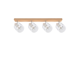 Nettlife Plafon Led Foco De Teto 4 Lâmpadas - Aspecto Madeira Branca E14 Regulável 350° Máx. 25 W Moderno Para Sala Quarto Cozinha.