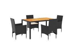 Conjunto de 5 Jantar Jardim com Almofadões Vime Pe/acácia Castanho MAISON EXCLUSIVE