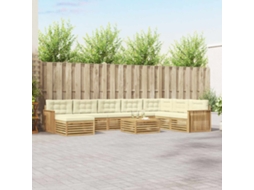 Vidaxl Conjunto De Sofás Para Exterior 9 Unid. Branco E Creme