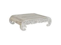 Mesa Lateral em Madeira de Mangueira com Acabamento Branco Envelhecido ALEXANDRA HOUSE LIVING (89x63,5x25,4cm)
