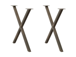 Vidaxl Pés Para Mesa De Jantar Em Formato De X, 2 Peças, Aço Natural, 70x(72-73) Cm, Aço