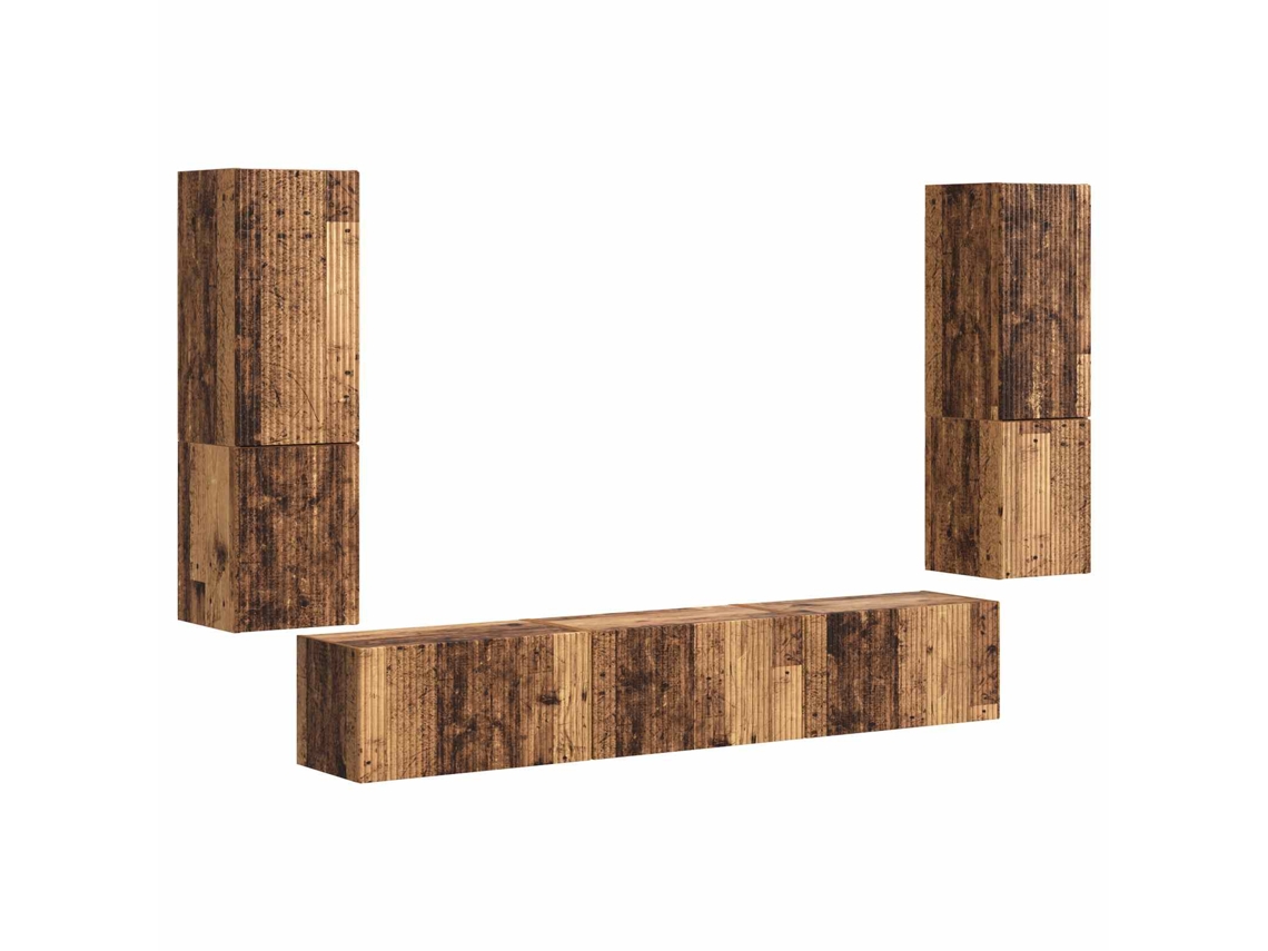 Conjunto de TV Móvel 4 Peças Madeira Antiga Madeira Processada MAISON EXCLUSIVE