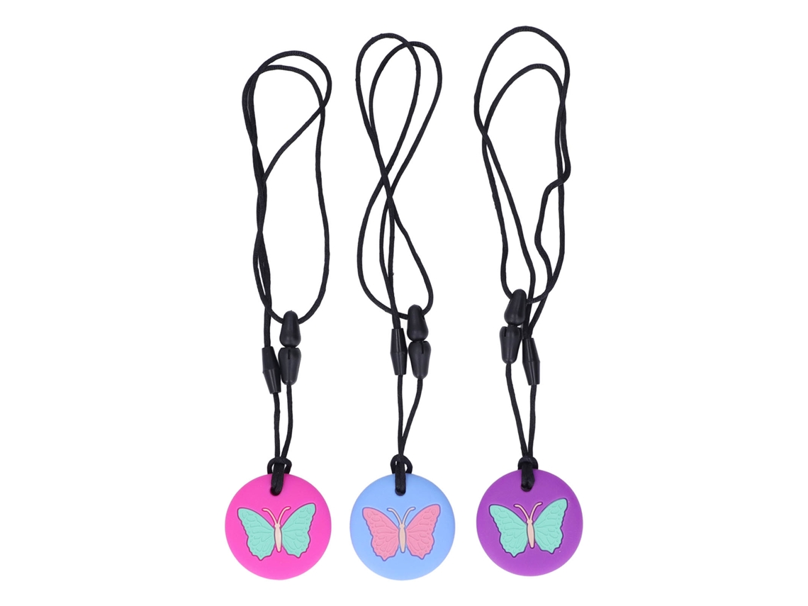 Mali 3pcs Chupeta de Dentição Bebê Borboleta Silicone Macio Colar Sensorial Portátil