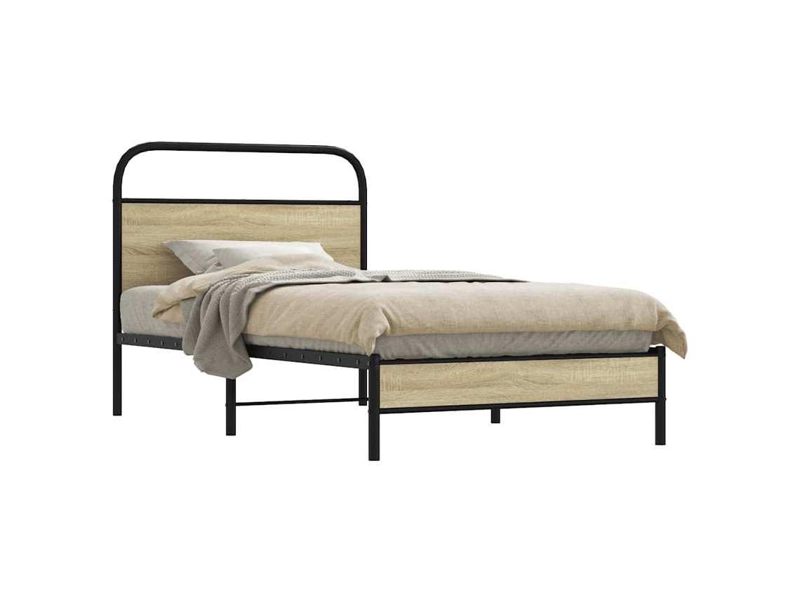 Vidaxl Estrutura Cama S/ Colchão Derivados De Madeira Carvalho Sonoma