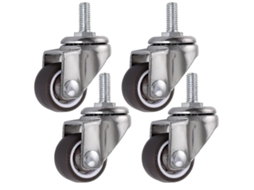 Conjunto De 4 Rodas Giratórias De Borracha Com Haste De 25 Mm Para Móveis, Ideais Para Carrinhos, Plataformas, Berços, Armá Aquaforge (m615)