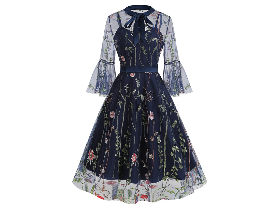 Roupas de Natal Vintage Malha Bordado Patchwork Vestido de Duas Peças Xl