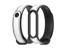 Lurelia Pulseira De Substituição Couro, Compatível Com Xiaomi Mi Band 5/ 6, Preta/ Branca