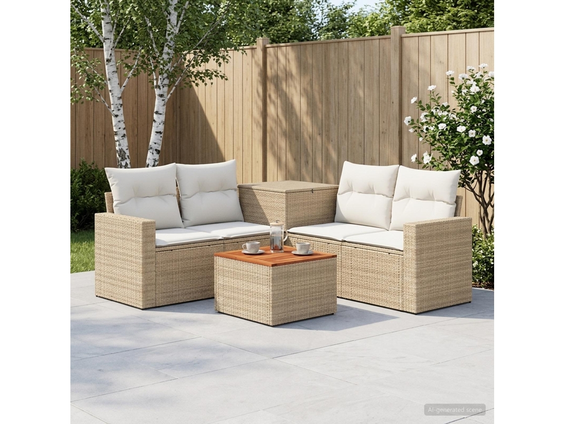 Vidaxl Conjunto De Sofás 6 Unid. Bege E Branco Creme