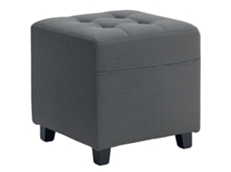 Apoio Pés Sala Linho Com Bolso Lateral E Detalhes Botão, Cinza
