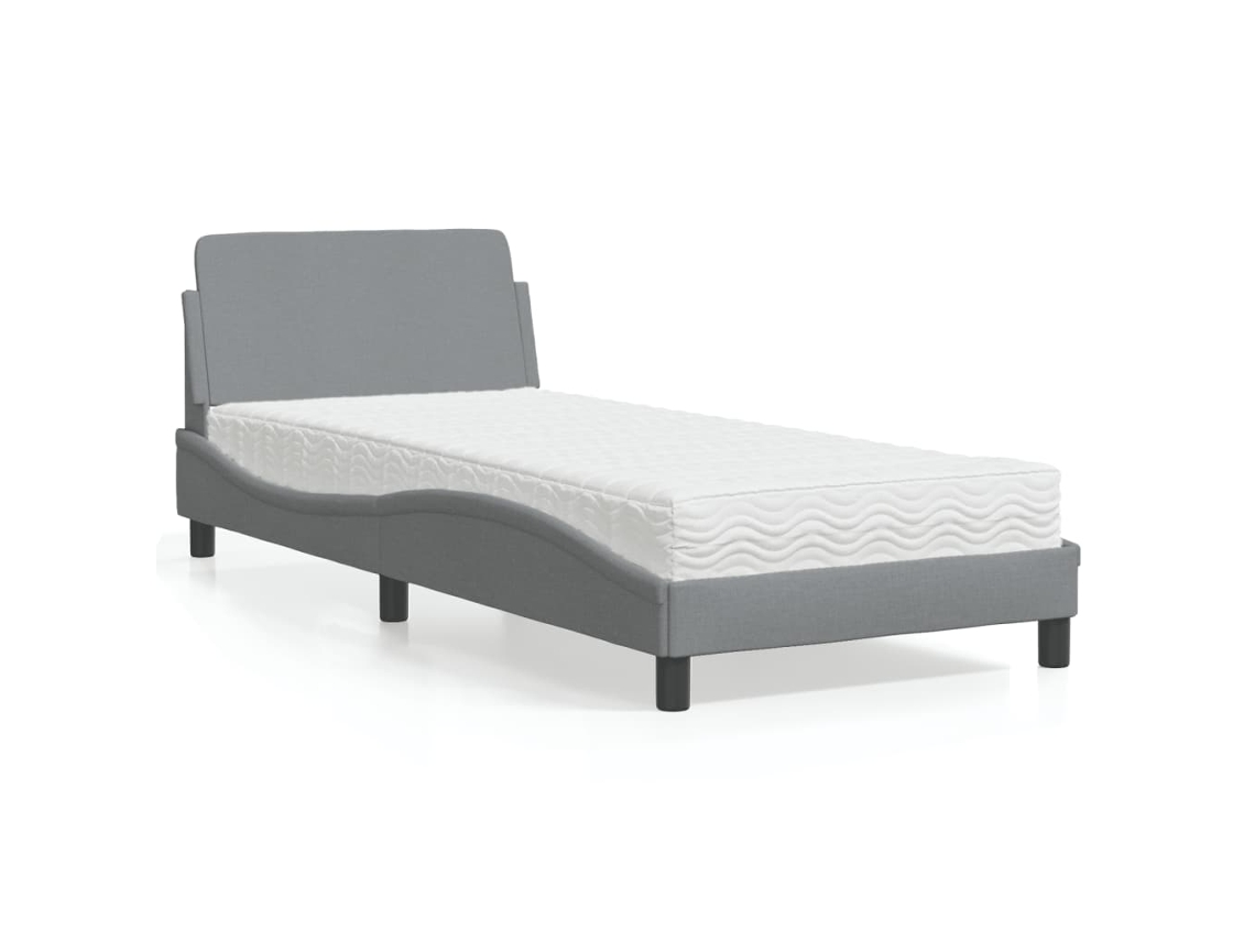 Vidaxl Cama Com Colchão Dover 90x200 Cm Tecido Cinzento-claro