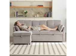 Sofá cama Modular L Arrumação Chaise Intercambiável Sala