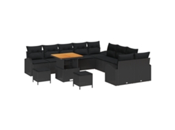 Conjunto 13 Conjunto De Sofá De Jardim Vidaxl Preto Vime Pe (289 X 289 X 85 Cm)