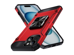 Suporte Casa Para Iphone 15 Plus Pele Sintética Vermelho
