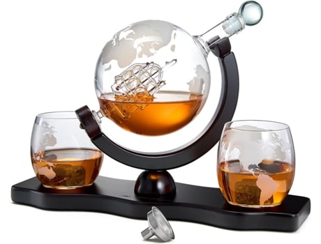 Decantador de uísque e vinho Globe World, conjunto com taça de vinho Globe, uísque escocês, bourbon, vodca, presente para homens, Globe 850ml Beijiyi
