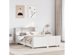 Vidaxl Cama Sem Colchão 140x200 Cm Madeira De Pinho Maciça Branco