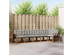 Vidaxl Conjunto De Sofás Para Exterior 6 Unid. Cinza Natural E Claro