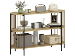 Mesa Consola Mdf e Aço Cor Madeira e Preto 124x43,5x80 cm Homcom