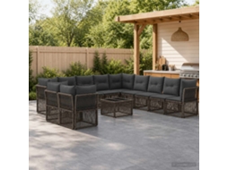 Vidaxl Conjunto De Sofá De Jardim 12 Unid. Cinzento Vime Pe