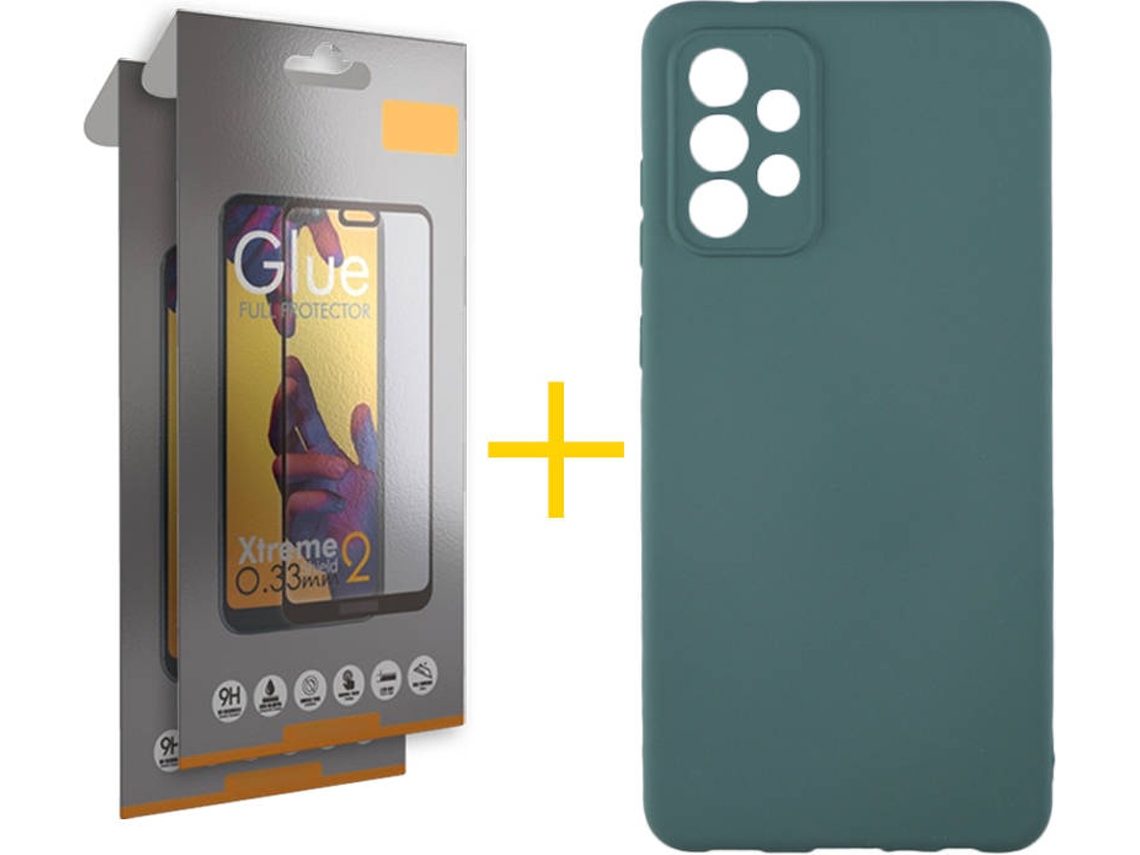 Kit Capa e 2 Películas Samsung Galaxy A52 5G SKYHE Full Silicone Líquido (Verde)