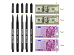 12 Canetas Detector de Dinheiro Falso Euro USD RMB Tinta Dourada Preta S/MARCA