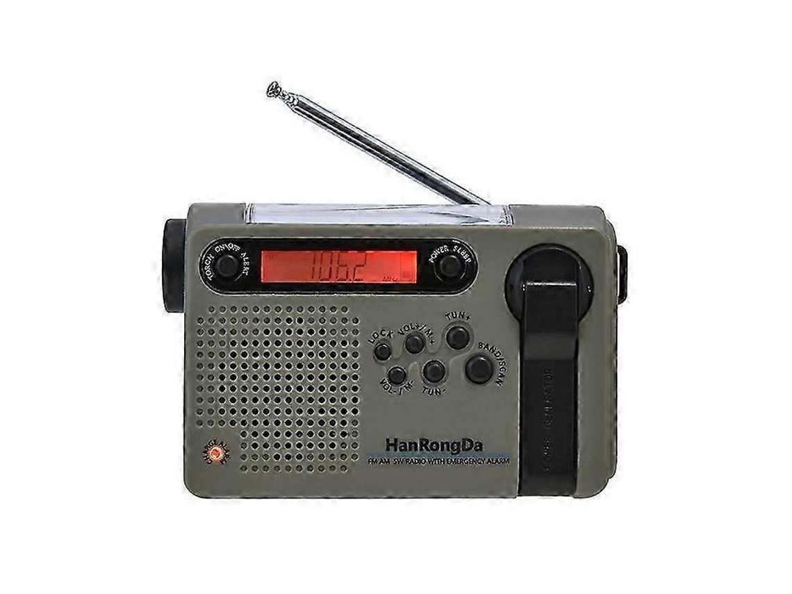 Rádio De Emergência Com Manivela Solar Hanrongda Am/fm/sw Com Carregador Portátil De 2000 Mah, Lanterna Led E Alarme Sos Olysi Shop