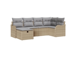 Conjunto 6 Móveis De Jardim Vidaxl Bege Vime Pe (232,5 X 122,5 X 85 Cm)