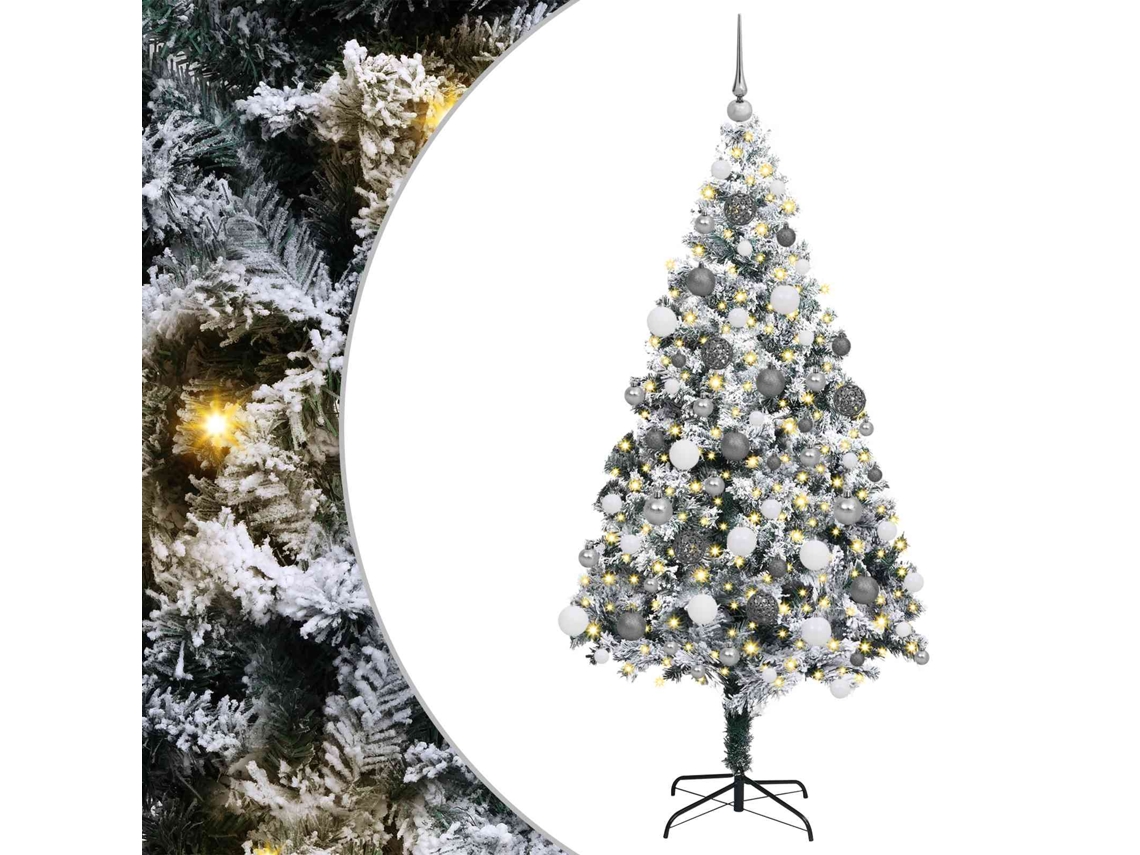 Vidaxl Árvore De Natal Artificial Branco 180 Cm Pvc, Aço E Plástico