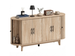 Buffet de sala oval com 4 portas e 2 prateleiras ajustáveis 147x40x76cm Carvalho BTFORUS