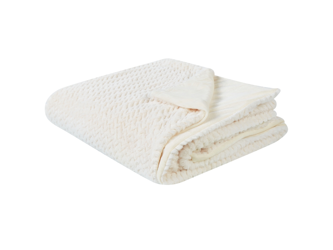 Colcha Beliani Surmi De Pelo Sintético Branco Creme 150x200x1