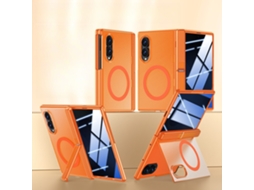 Capa Para Samsung Galaxy Z Fold 8 Mag Safe Case Com Protetor De Ecrã De Privacidade, Proteção De Dobradiça , Translúcida Laranja Hexinyigjly