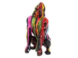 Figura Gorilla Grafiti e Várias Resina 23X12X13Cm Multicolor