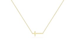 Colar em Prata Pura S925 com Cruz Horizontal , Acessório de Estilo Minimalista e Frio MDUG (dourado)