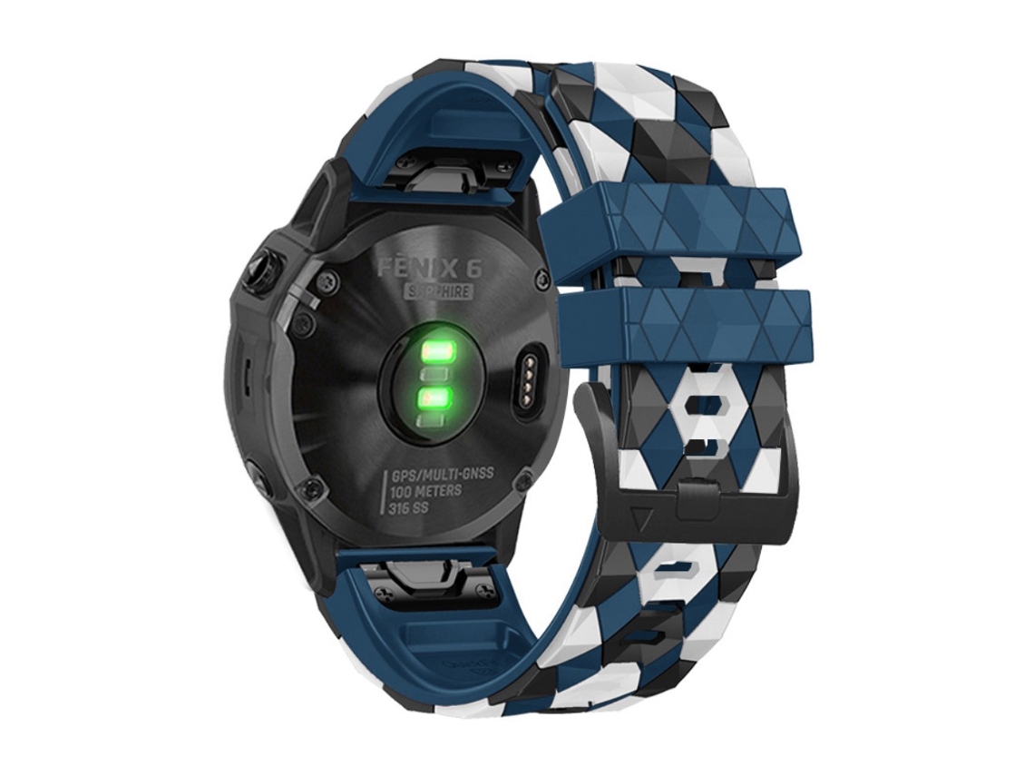 Bracelete Silicone Padrão de Futebol 26Mm para Garmin Fenix 7X/Fenix 3/Fenix 3 Hr Azul Da Meia Noite