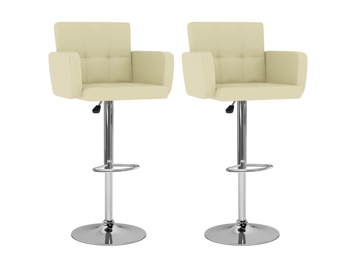 Vidaxl Bancos De Bar 2 Pcs Couro Artificial Cor Creme
