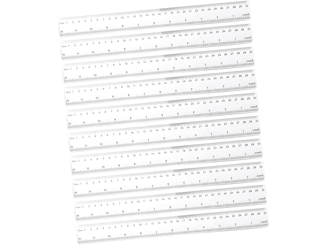 Réguas De Plástico Transparente De 30 Cm (12 Polegadas) Para Medidas