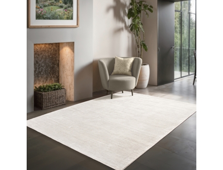 Tapete Janelle Elegante Sala Viscose, Branco Quebrado, 200 X 290 Cm