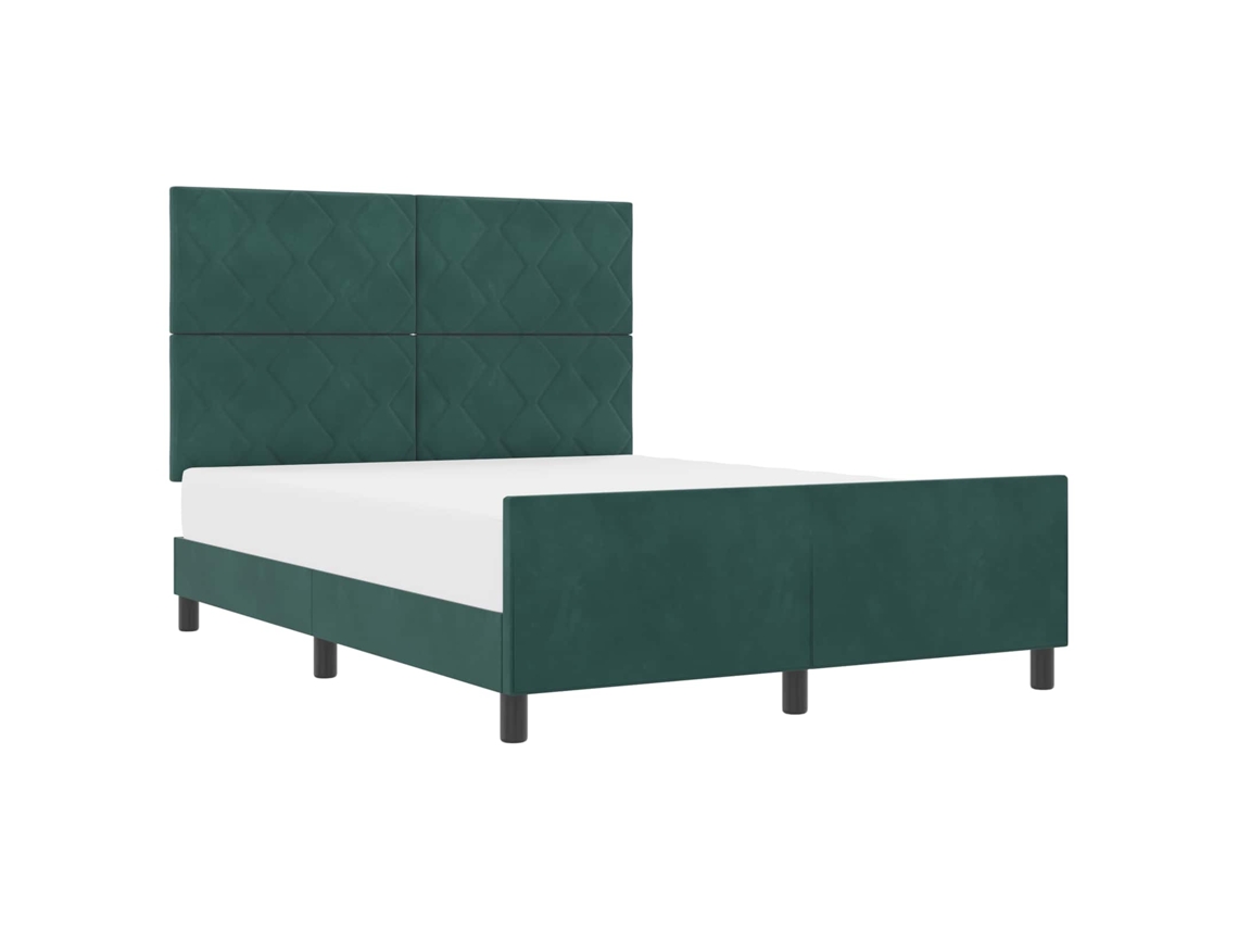 Cama De Casal | Camas Para Quarto | Cama Box Com Cabeceira Verde Escuro 160 X 200 Cm Veludo