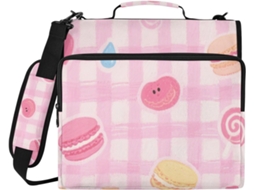 Pasta Organizadora Com Vários Bolsos, 3 Argolas De 1, 5 Polegadas, Estampa De Personagens Fofos Em Tons Rosa, Alça E De