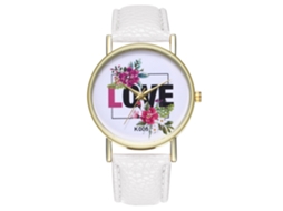 Relógio de Pulso Feminino Analógico com Pulseira de Couro Pu Simples Quartzo Branco