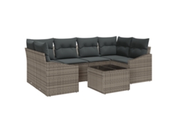 Conjunto 7 Sofá De Jardim Vidaxl Cinzento Vime Pe (55 X 55 X 37 Cm)
