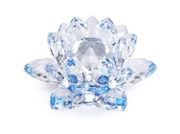 Flor De Loto De Cristal Azul 100mm(4") Para Decoração De Casa Presente Aniversário Festivais