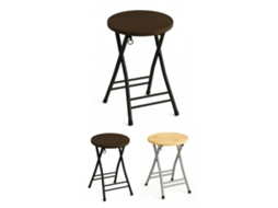 Taburete Plegable Metálico 30x45cm Con Reposapiés Y Anilla De Seguridad | Ideal Para Cocinas, Terrazas, Eventos Y Oficinas Negra / Nogal Pack 2 Uds