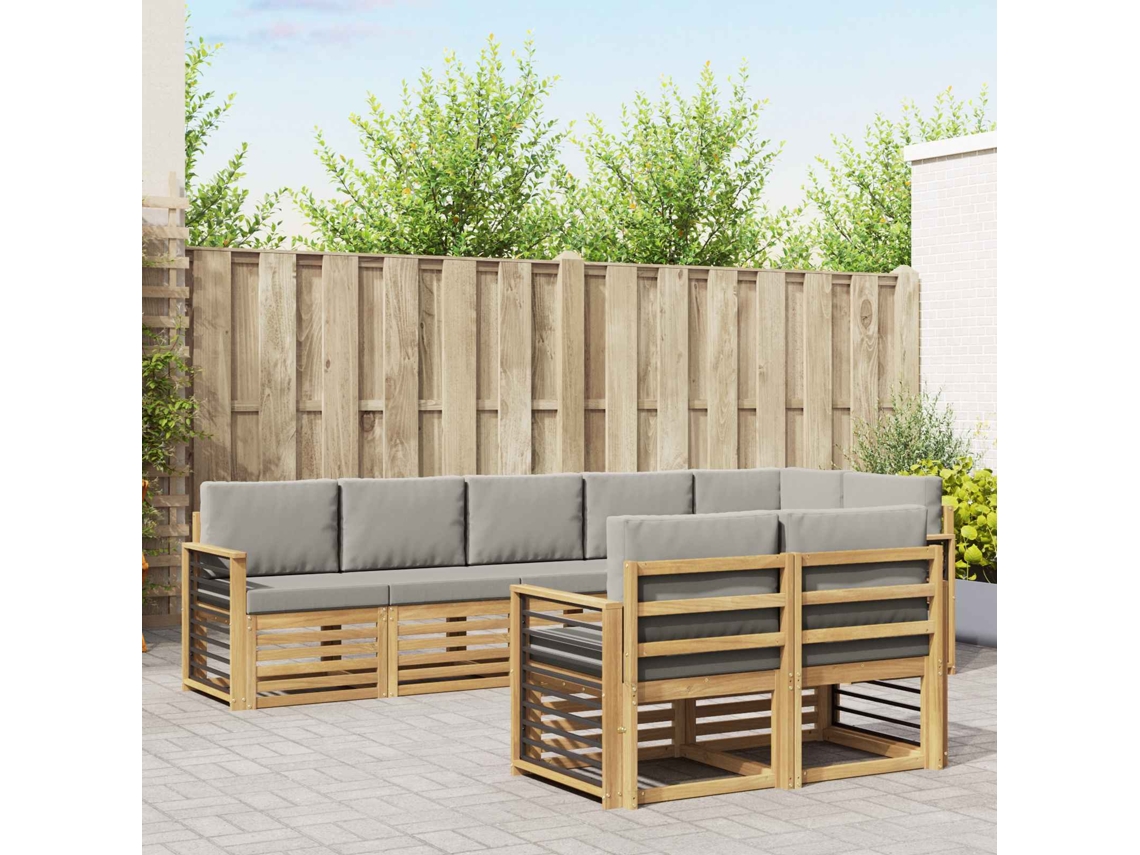 Vidaxl Conjunto De Sofás Para Exterior 8 Unid. Branco E Cinzento-claro