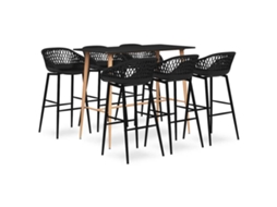 Vidaxl 7 Pcs Conjunto De Bar Preto
