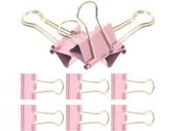 Conjunto de 9 clipes metálicos rosa médios de 19 mm, ideais para mesa e casa, perfeitos para organizar documentos e outros itens.