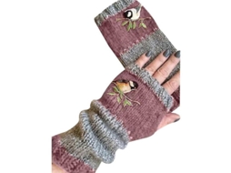 2026 guantes Sin Dedos de Punto Calientes Con Bordado de Aves para Mujer