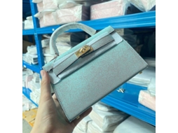 Bolsa de couro S/MARCA para mulher, mini Kelly segunda geração, com fecho e cinto