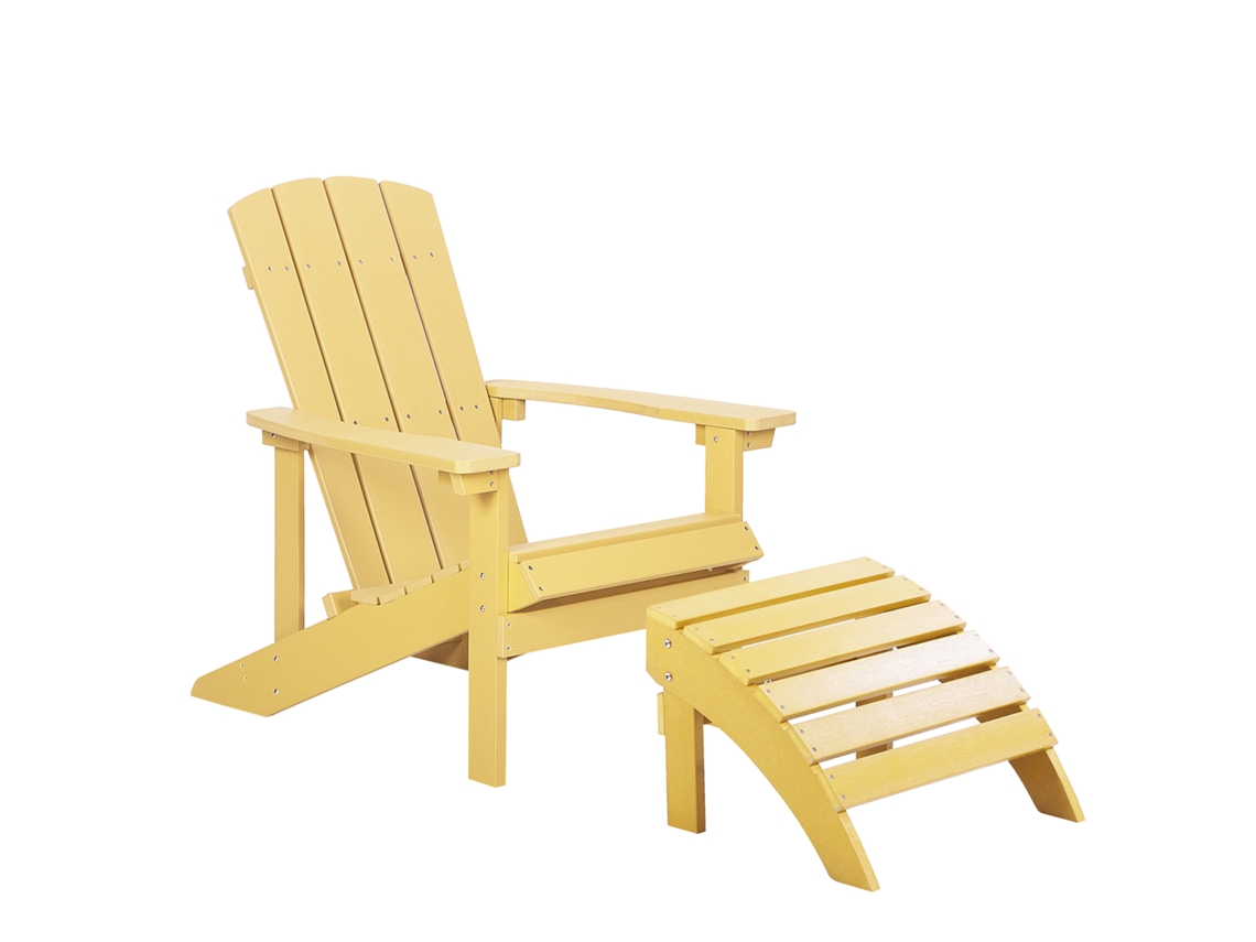 Cadeira com repousa-pés BELIANI Adirondack de Madeira plástica Amarelo 75x88x88