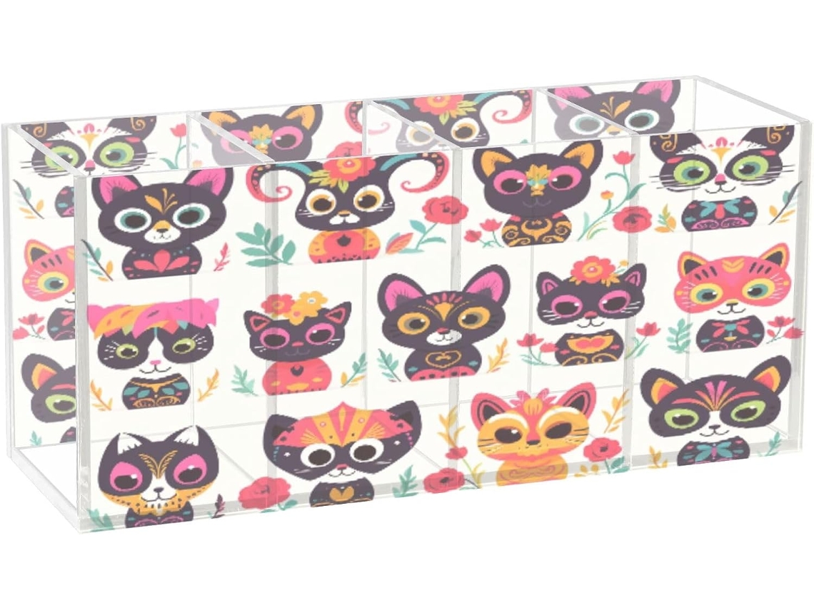 Porta-canetas Acrílico Big Eyes Com 4 Compartimentos Para Lápis